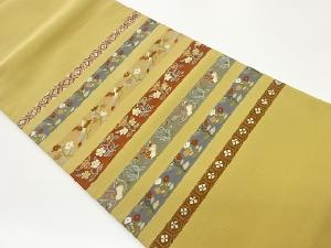 横段に鳳凰・草花模様織出し袋帯